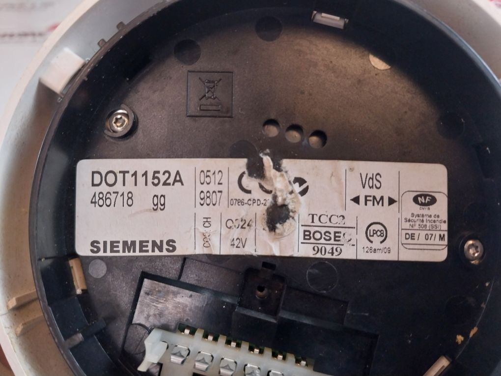 Siemens Dot1152A Smoke Detector 42V