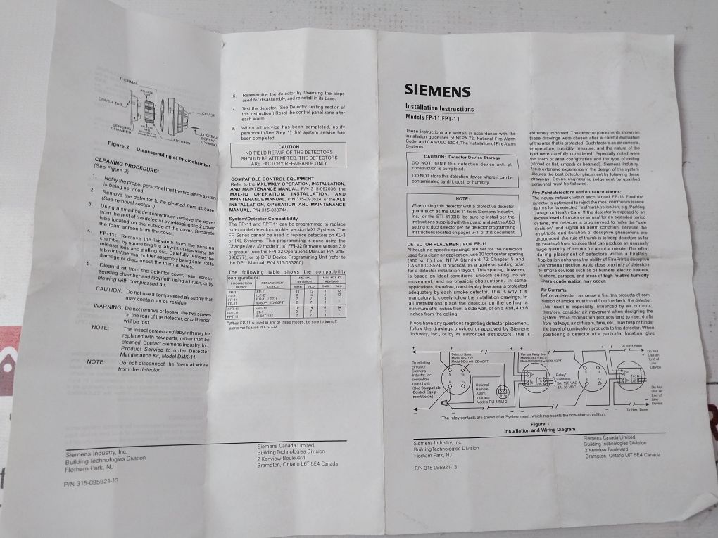 Siemens Fp-11 Smoke Detector Head 500-095112