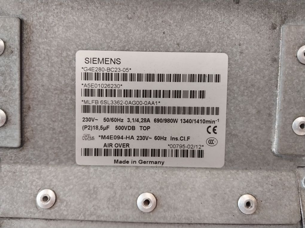Siemens G4E280-bc23-05 Inverter Fan Mlfb 6Sl3362-0Ag00-0Aa1