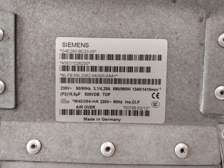 Siemens G4E280-bc23-05 Inverter Fan Mlfb 6Sl3362-0Ag00-0Aa1