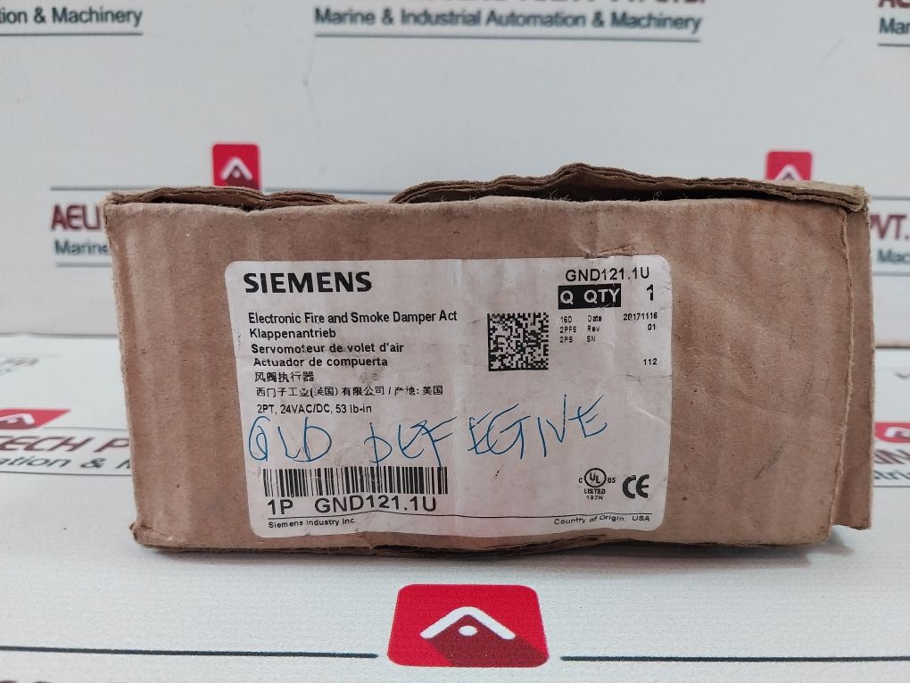 Siemens Gnd121.1U Electronic Fire And Smoke Damper Actuator 24V