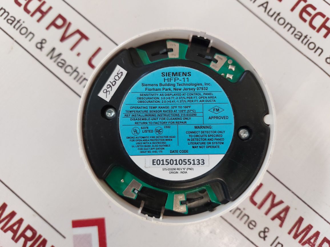 Siemens Hfp-11 Smoke Detector 500-033290
