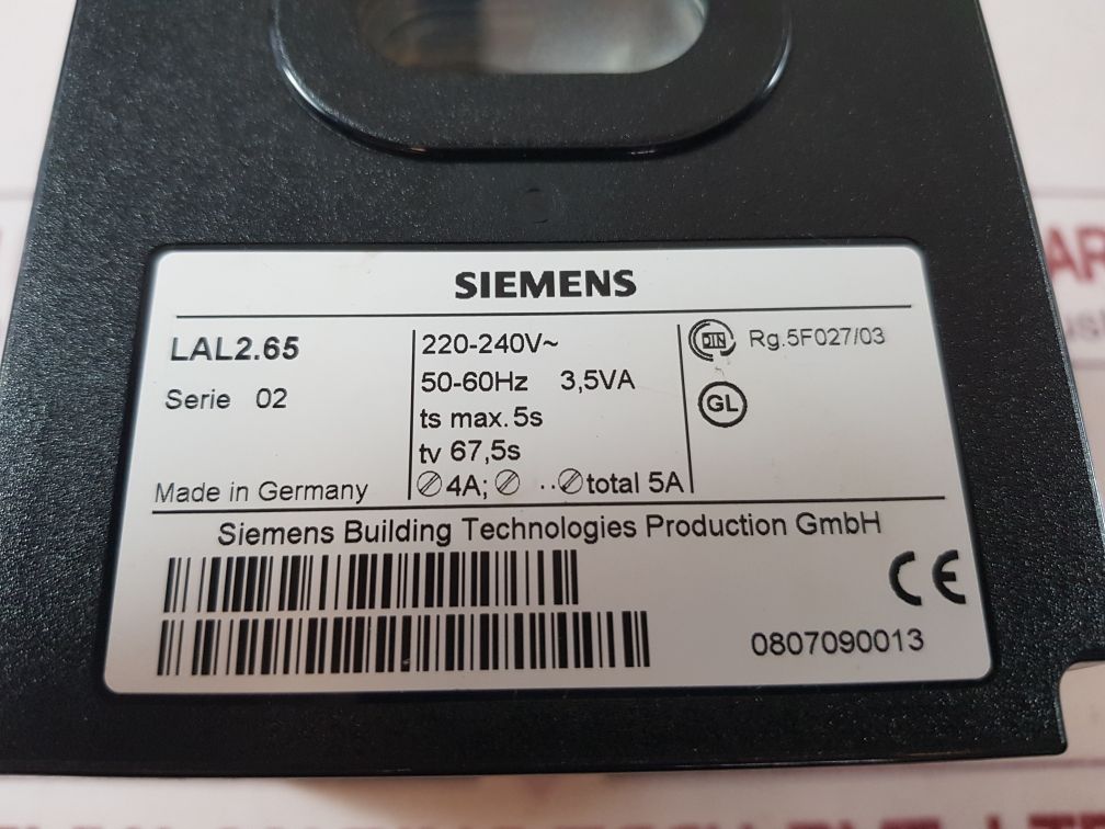 Siemens lal2.65 oil burner control serie 02