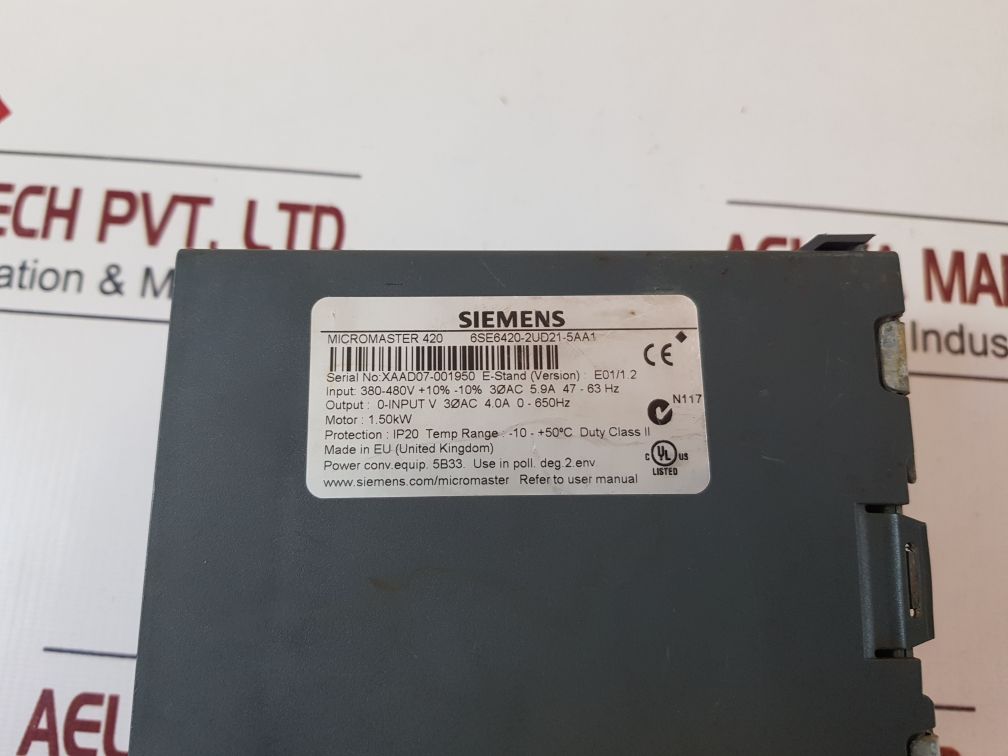 Siemens Micromaster 420 6Se6420-2Ud21-5Aa1 Ac Inverter Drive