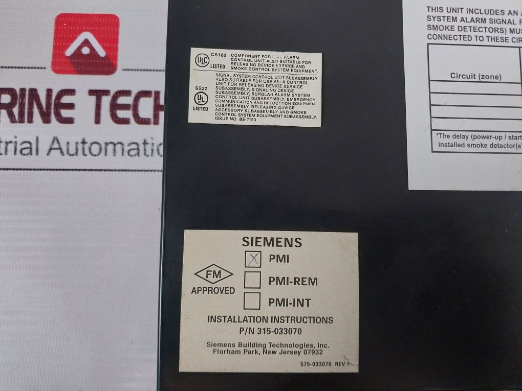 Siemens Pmi 315-033070 Machine Interface Fire Alarm Panel