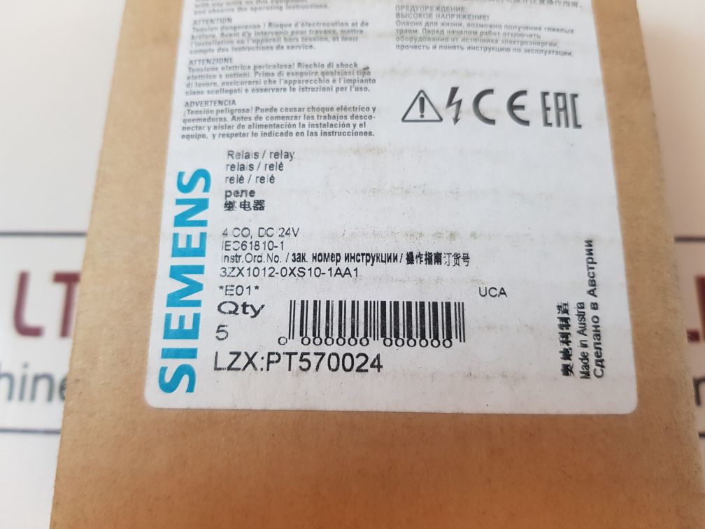 Set Of 5X Siemens Lzx: Pt570024 Relay 24Vdc (1Box=5Pcs)
