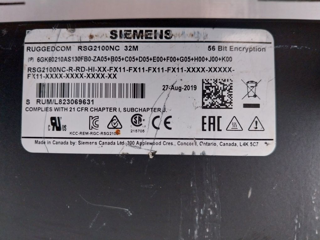 Siemens Ruggedcom Rsg2100Nc Industrial Network Switch 