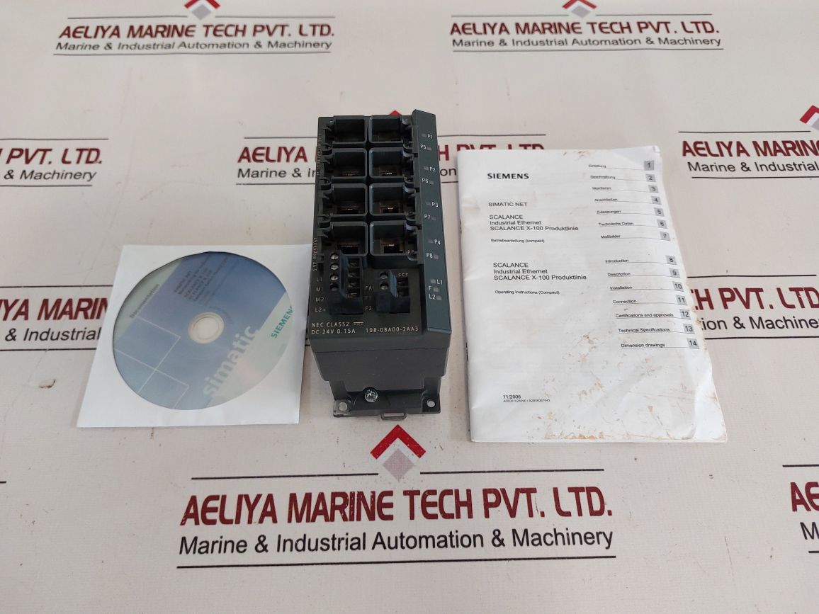 Siemens Scalance X108 108-0Ba00-2Aa3 Simatic Net Industrial Ethernet Switch
Siemens
Scalance X-100 Produktlinie/Product Line
Scalance X108
108-0Ba00-2Aa3
Dc 24V 0.15A
Simatic Net Industrial Ethernet Switch