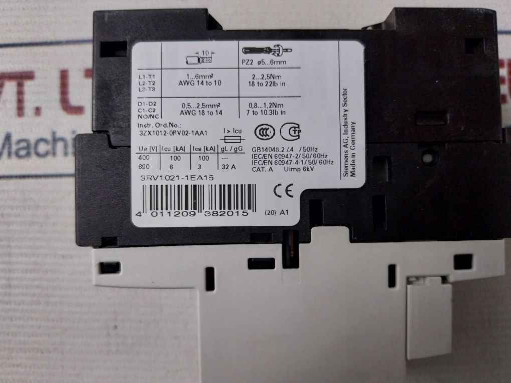 Siemens Schneider 3Rv1021-1Ea15 Circuit Breaker Gv2 G254 Relay Accessory