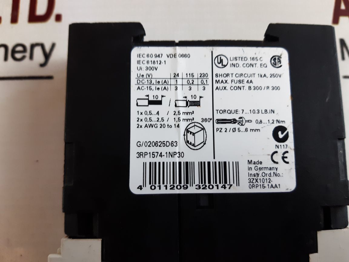 Siemens 3Rp1574-1Np30 Star/Delta Time Relay