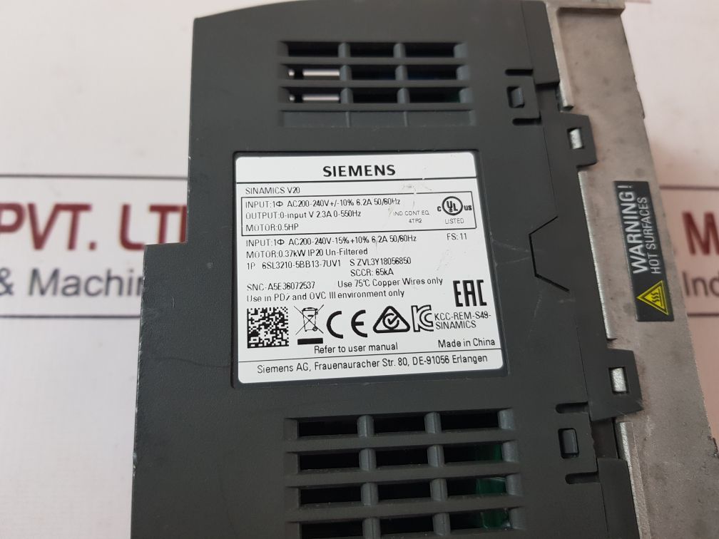 Siemens 6sl3210-5bb13-7uv1 sinamics v20 inverter