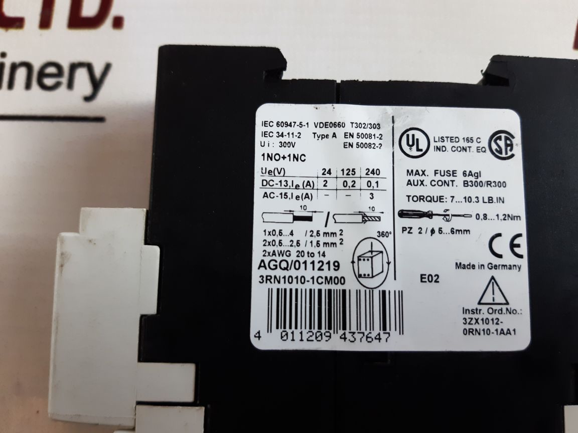 Siemens 3Rn1010-1Cm00 Sirius 3R Motor Protection Relay