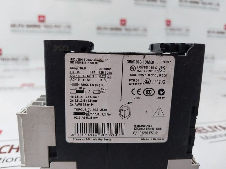 Siemens 3Rn1010-1Cm00 Motor Protection Relay