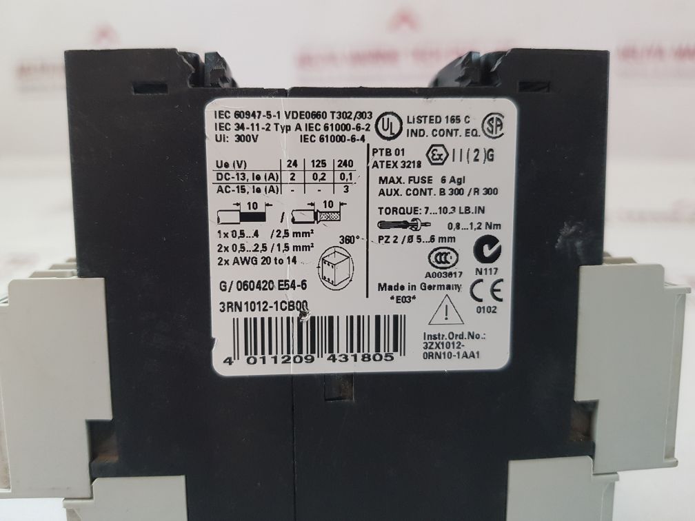 Siemens 3Rn1012-1Cb00 Thermistor Motor Protection Relay