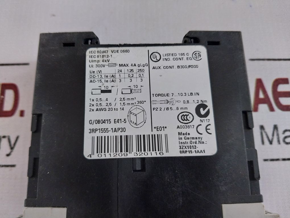 Siemens 3Rp1555-1Ap30 Time Delay Relay 200-240 Vac