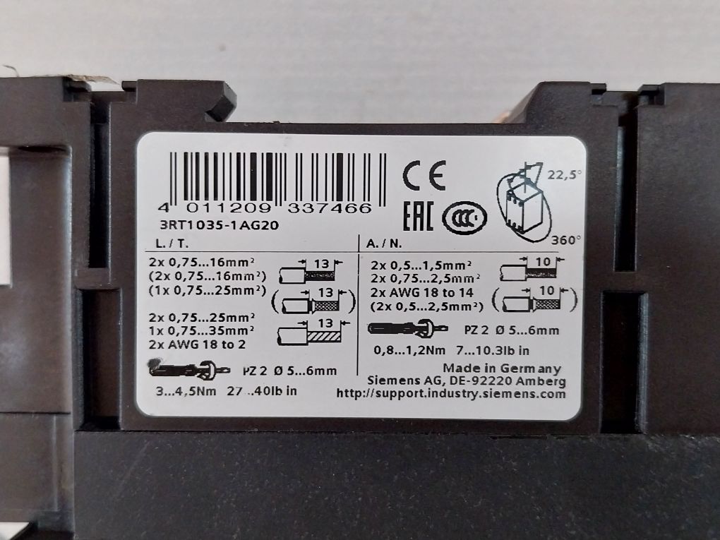 Siemens Sirius 3Rt1035-1A..0 Contactor 