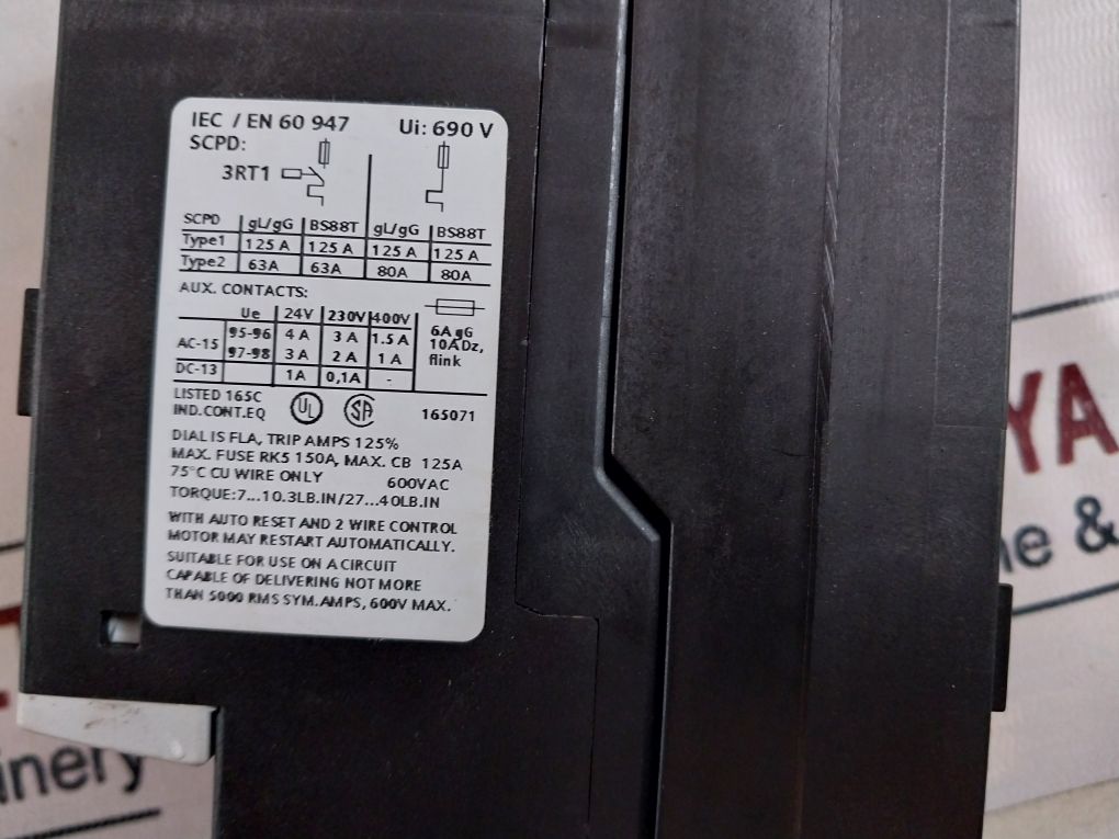 Siemens 3Ru1136-4Fb0 600V