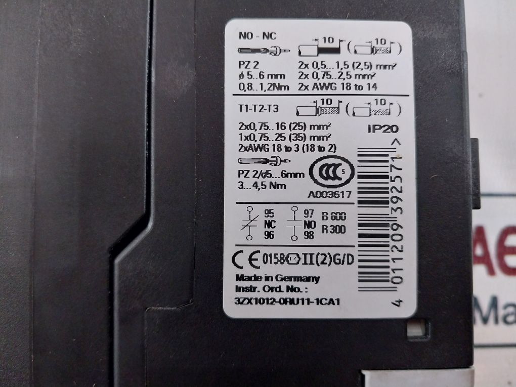 Siemens 3Ru1136-4Fb1 600 Vac