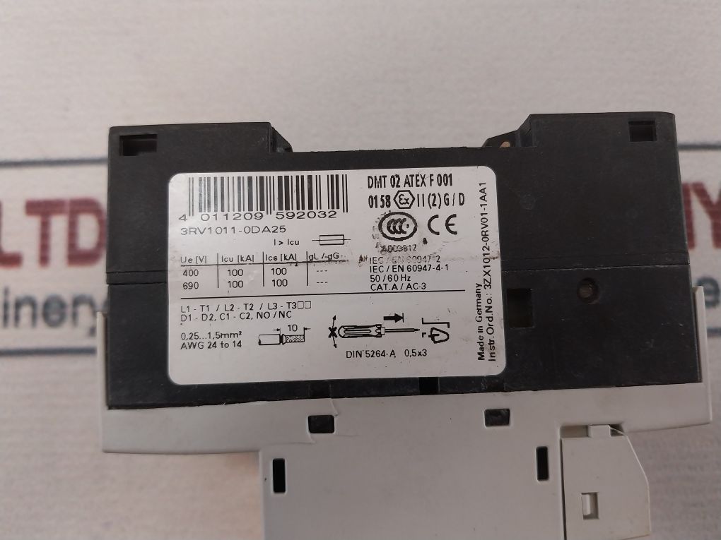 Siemens Sirius 3Rv1011-0Da25 Motor Protection Circuit Breaker