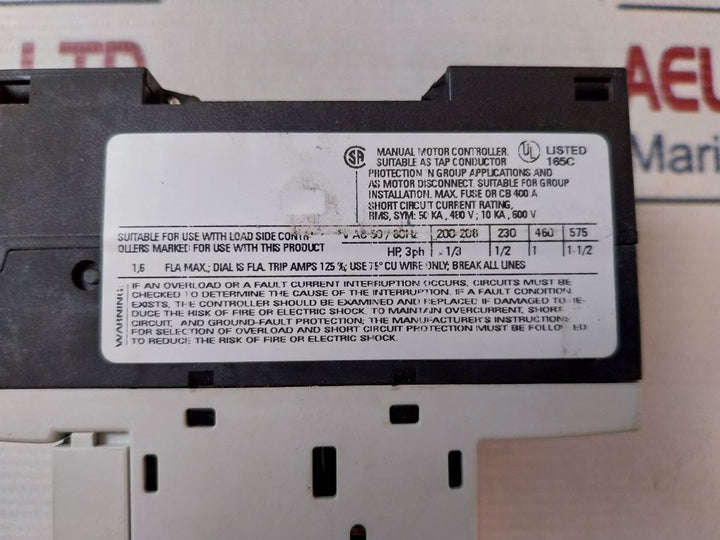 Siemens Sirius 3Rv1011-1Aa10 Circuit Breaker Class: 10
