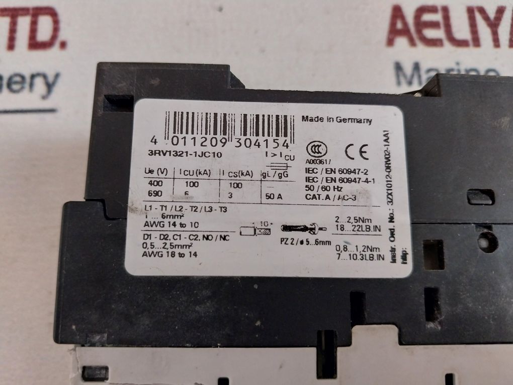 Siemens Sirius 3Rv1321-1Jc10 Circuit Breaker