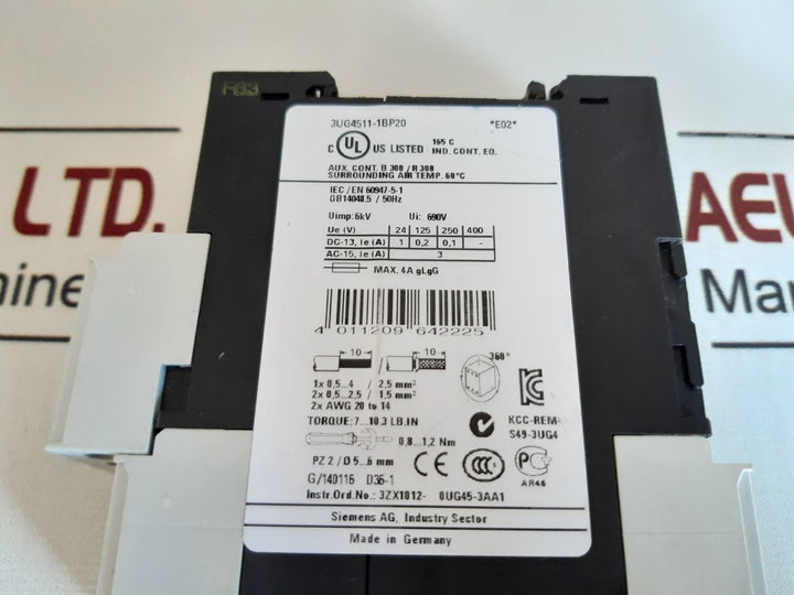 Siemens Sirius 3Ug4511-1Bp20 Voltage Monitoring Relay