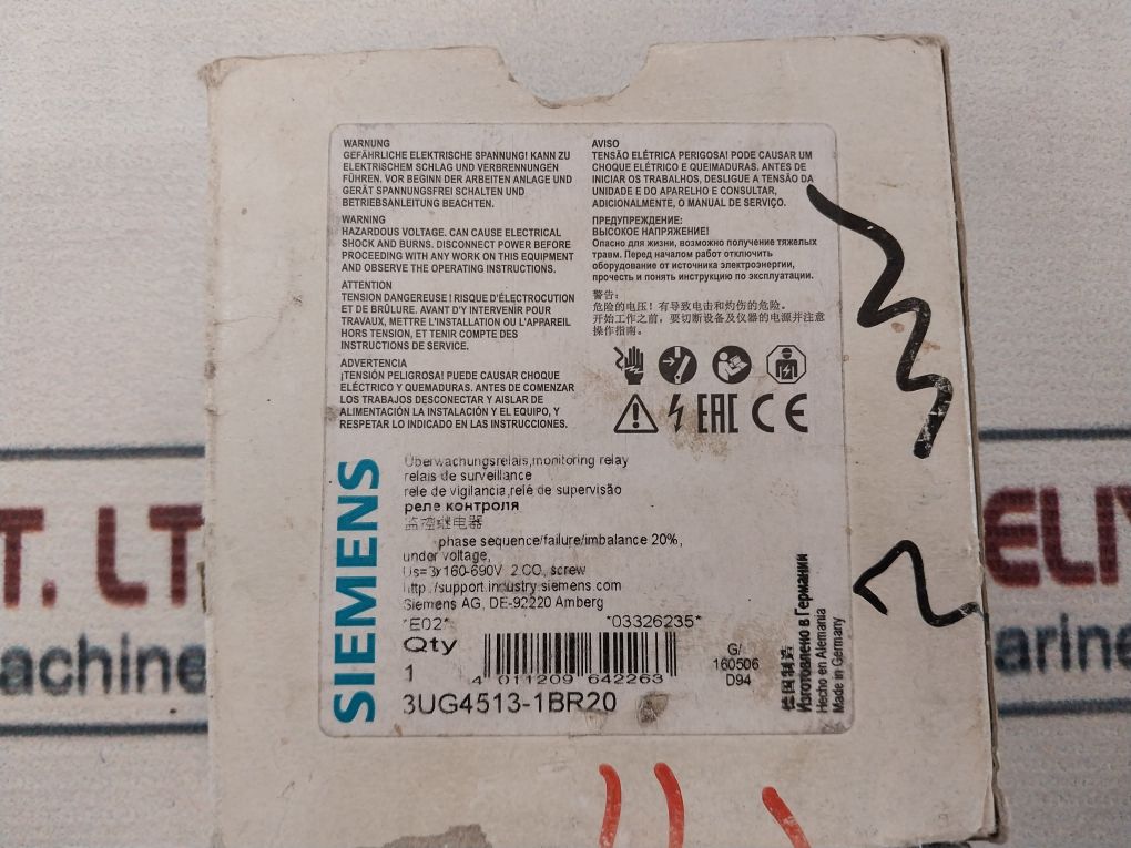 Siemens Sirius 3Ug4513-1Br20 Phase Monitoring Relay