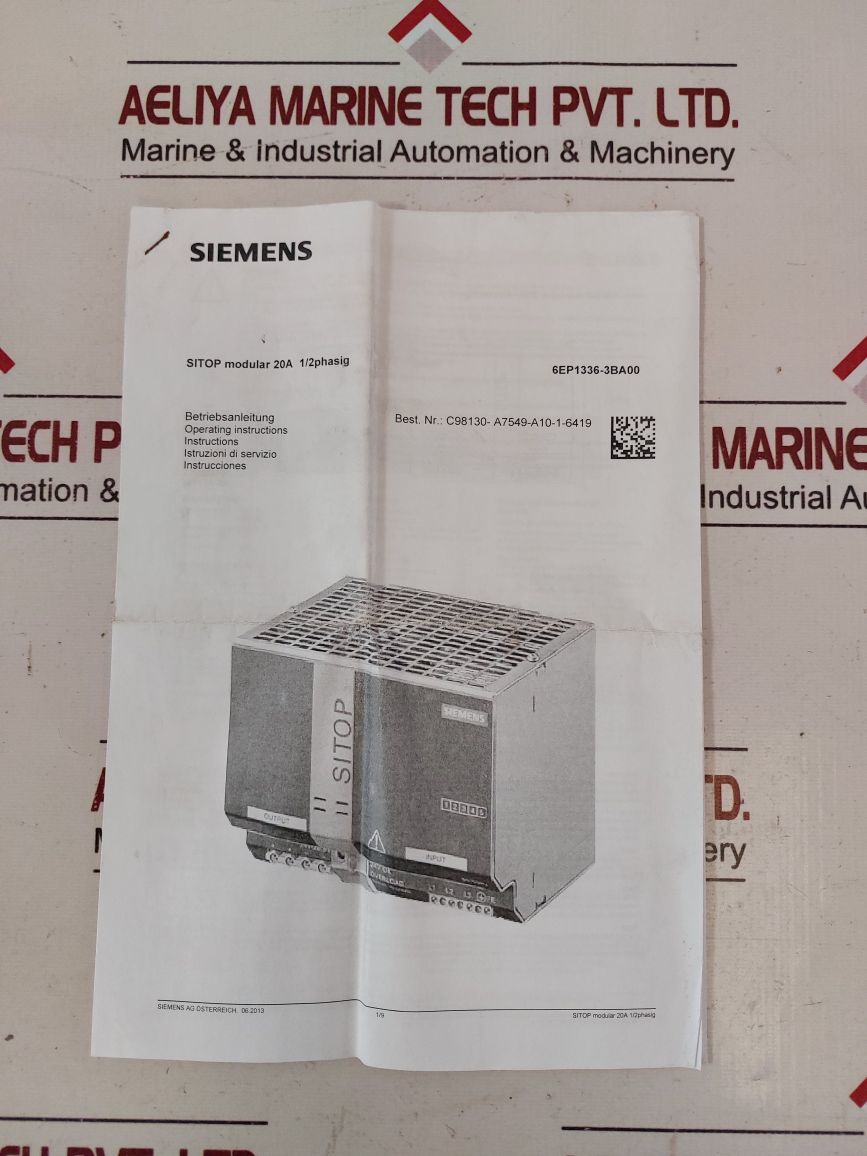 Siemens 6Ep1 336-3Ba00 Sitop Modular Power Supply