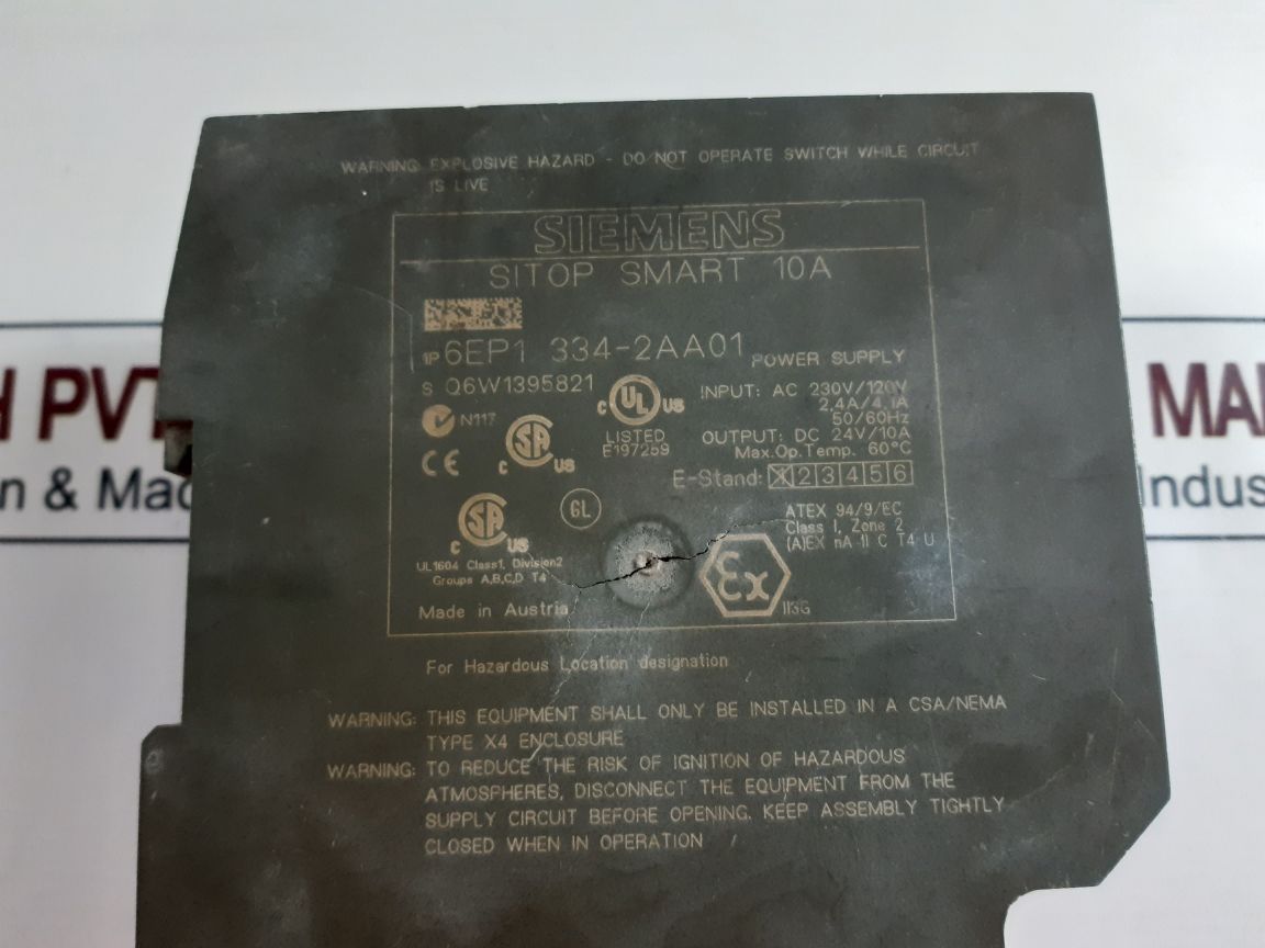 Siemens Sitop Smart 10A 6Ep1 334-2Aa01 Power Supply
