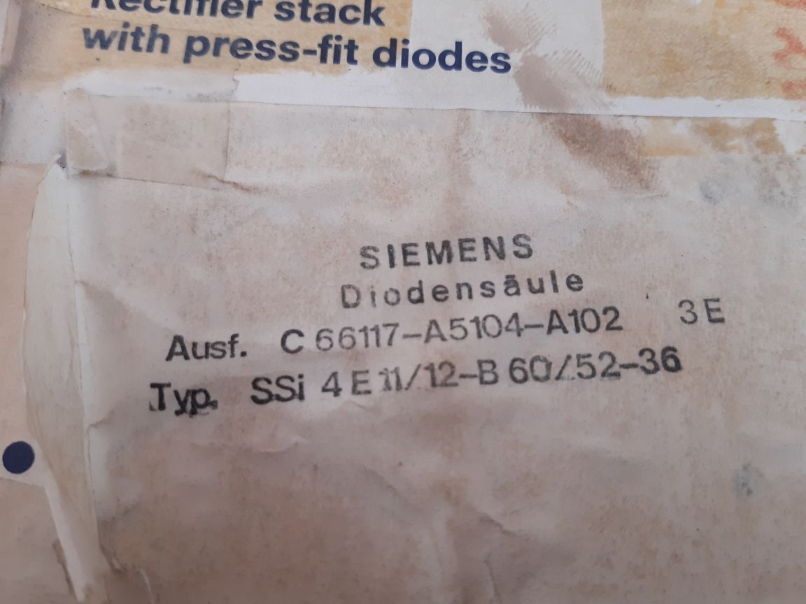 Siemens Ssi 4E11/12-b 60/52-36 Rectifier Stack With Press-fit Diodes

