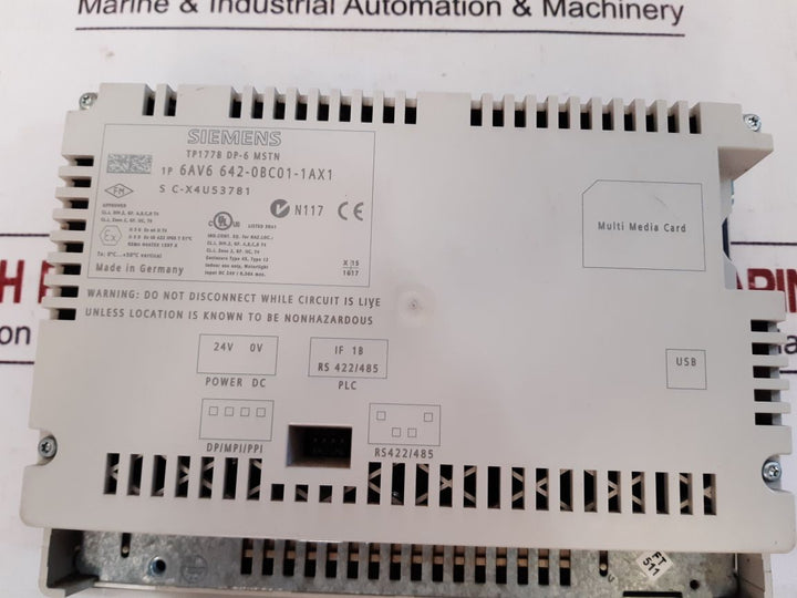 Siemens Simatic Panel Tp177B Dp-6 Mstn Touch Panel