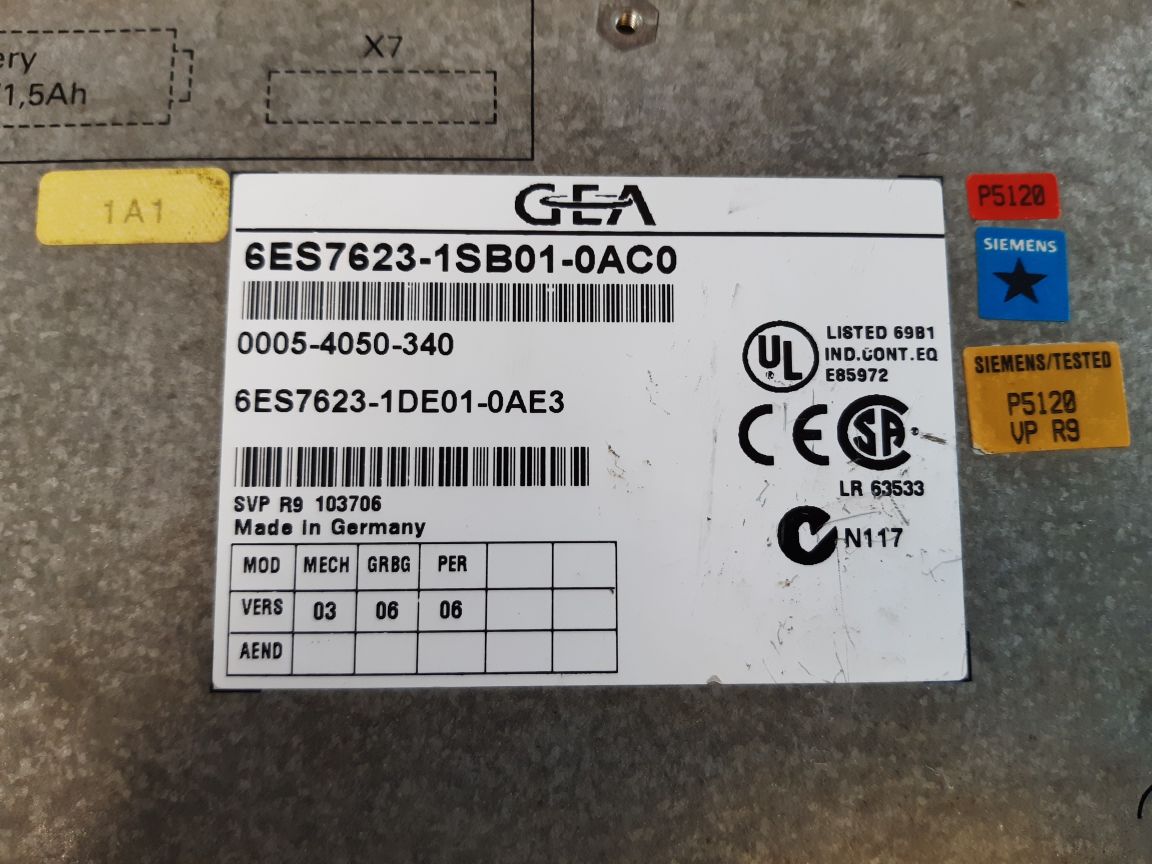 SiemensGea 6Es7623-1Sb01-0Ac0 Operator Panel 6Es7623-1De01-0Ae3
