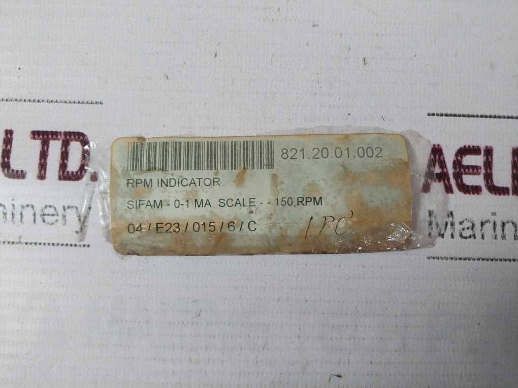 Sifam 24533-02-0008 Rpm Indicator 821.20.01.002, 0-1 Ma Scale 150 Rpm