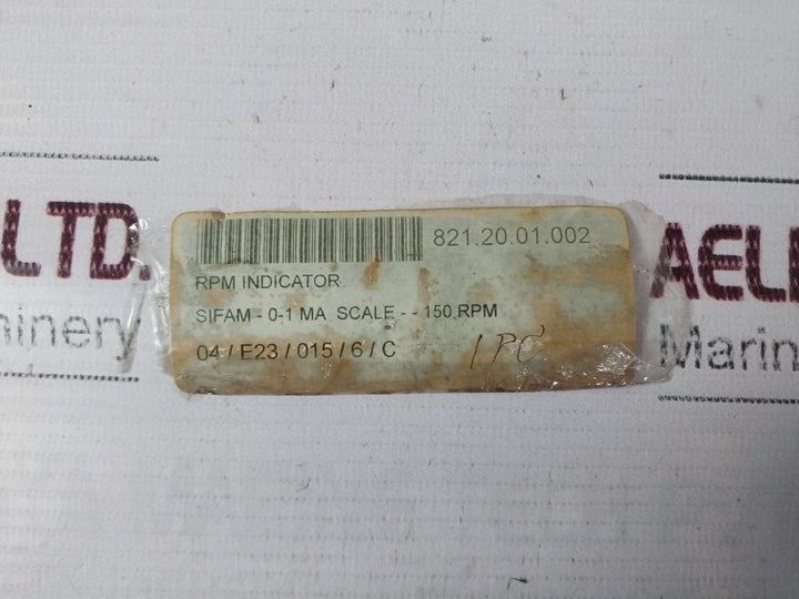 Sifam 24533-02-0008 Rpm Indicator 821.20.01.002, 0-1 Ma Scale 150 Rpm