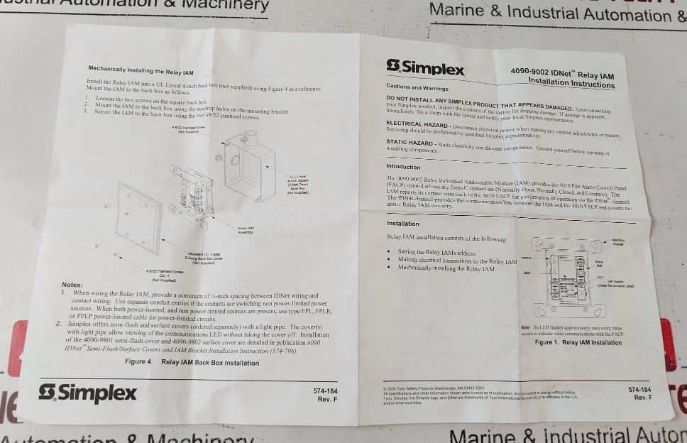 Simplex 4090-9002 Idnet Iam Relay Module Rev. F 0617950