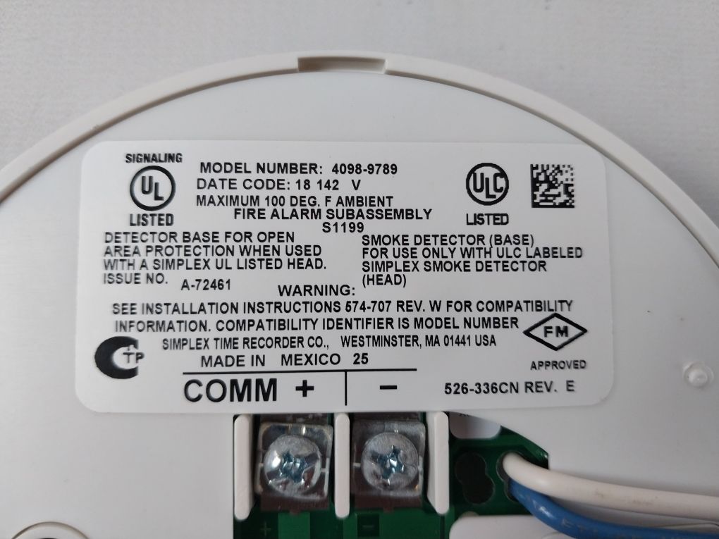 Simplex 4098-9789 Smoke/Heat Detector Base