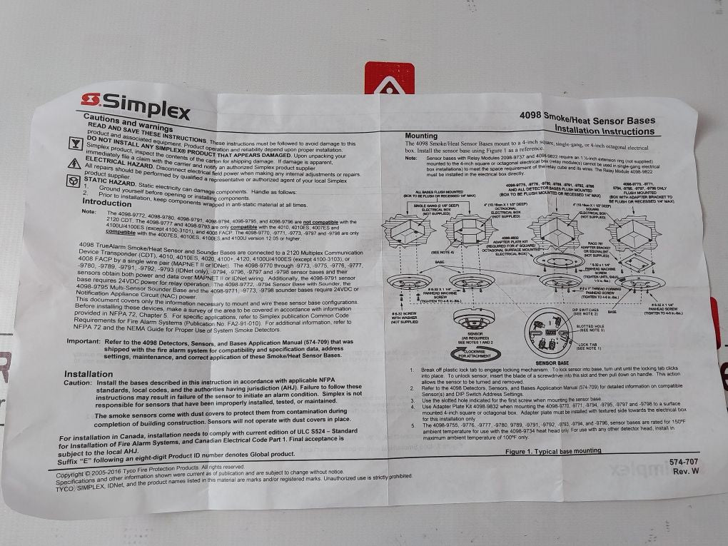 Simplex 4098-9789 Smoke/Heat Detector Base