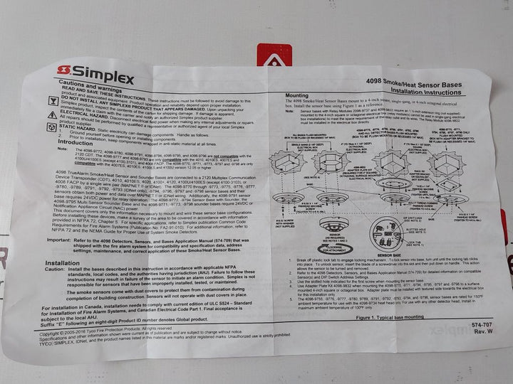 Simplex 4098-9789 Smoke/Heat Detector Base