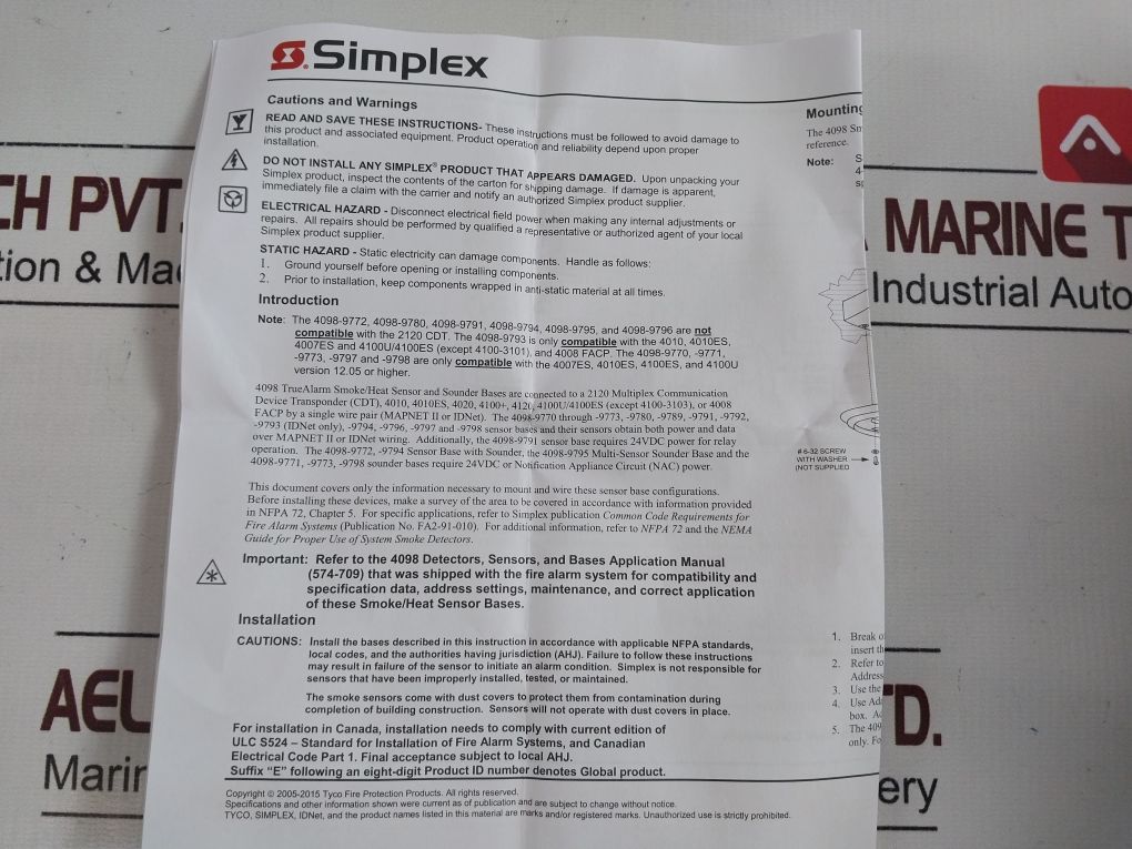 Simplex 4098-9789 Smoke/Heat Detector Base