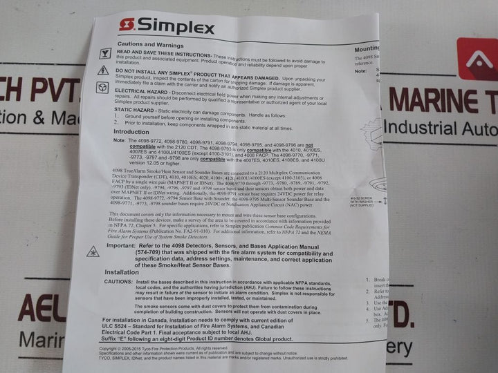 Simplex 4098-9789 Smoke/Heat Detector Base