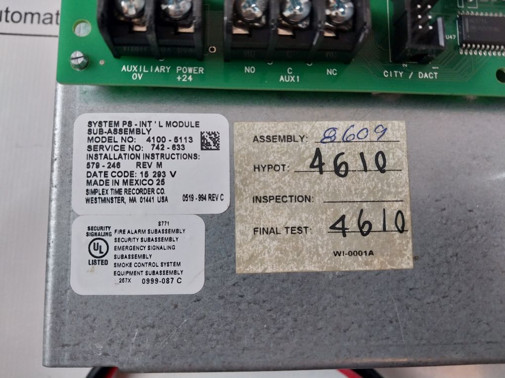 Simplex 4100-5113 Rev M System Power Supply Ps-int’l Module – Aeliya ...