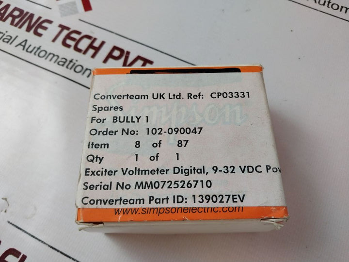 Simpson M23512240 Panel Meter 9-32 Vdc Power