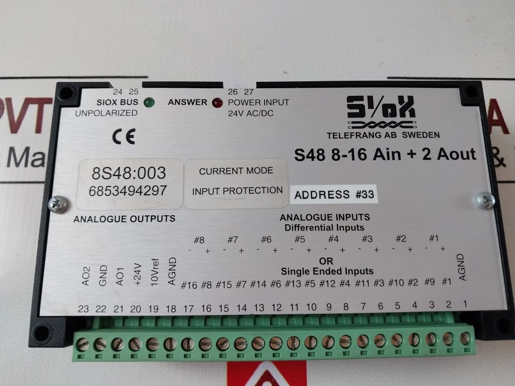 Siox S48 8-16 Ain+2 Aout Analog Input Output Module Free Shipping