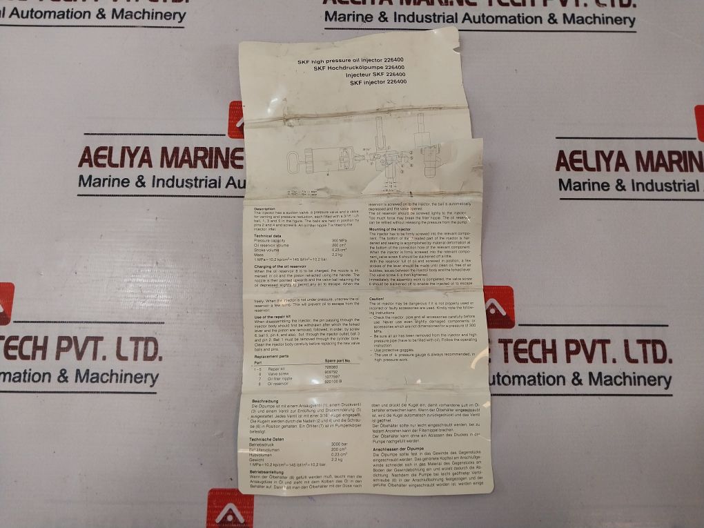 Skf 226400 Oil Injector For Coupling Set