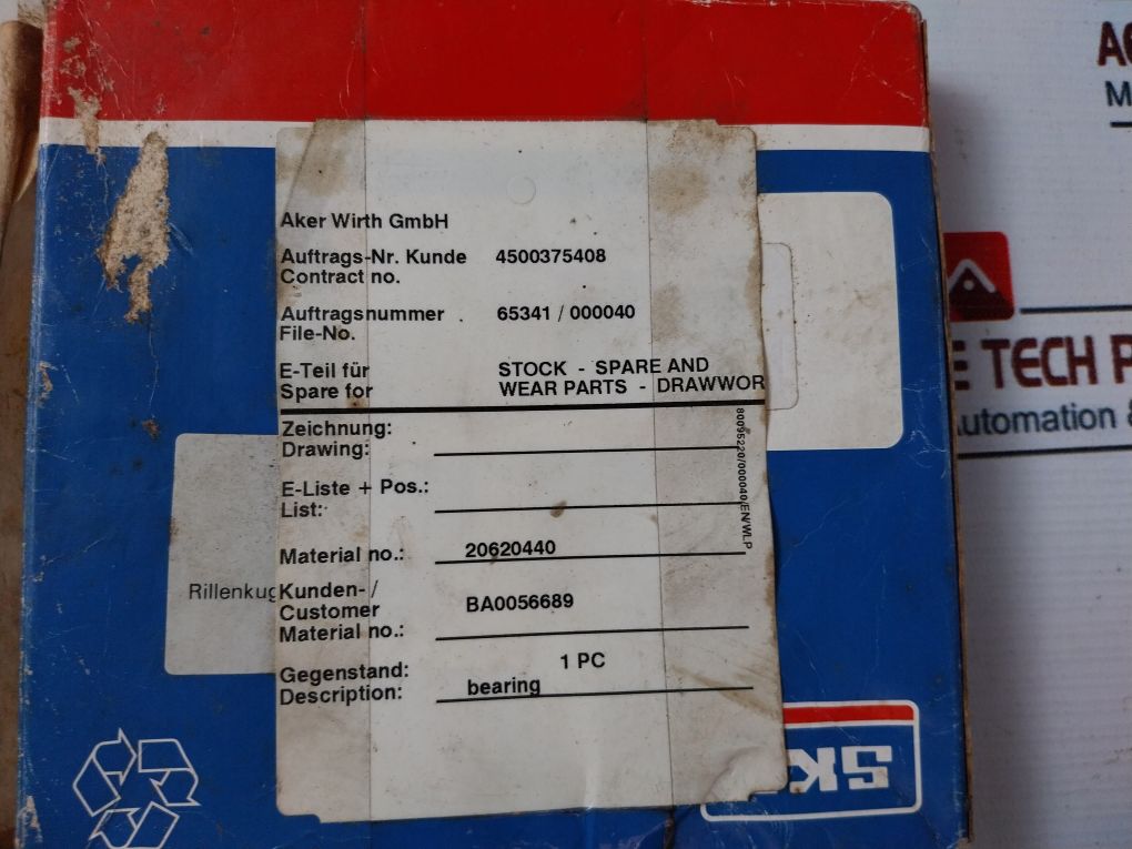 Skf 61824-2Rz Bearing Ball Grooved Wirth/Gh 4500 Ba0056689