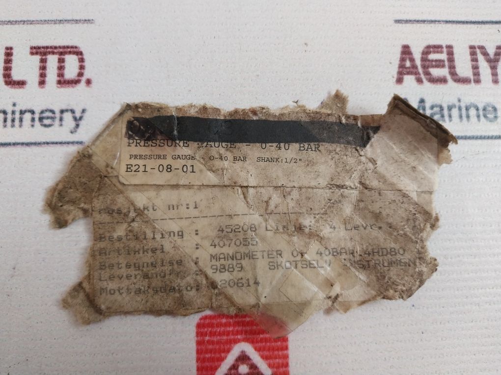 Skotselv 0-40 Bar Pressure Gauge