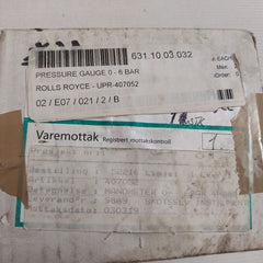 Skotselv Instruments 0-6 Bar Pressure Gauge 1/4 Bottom