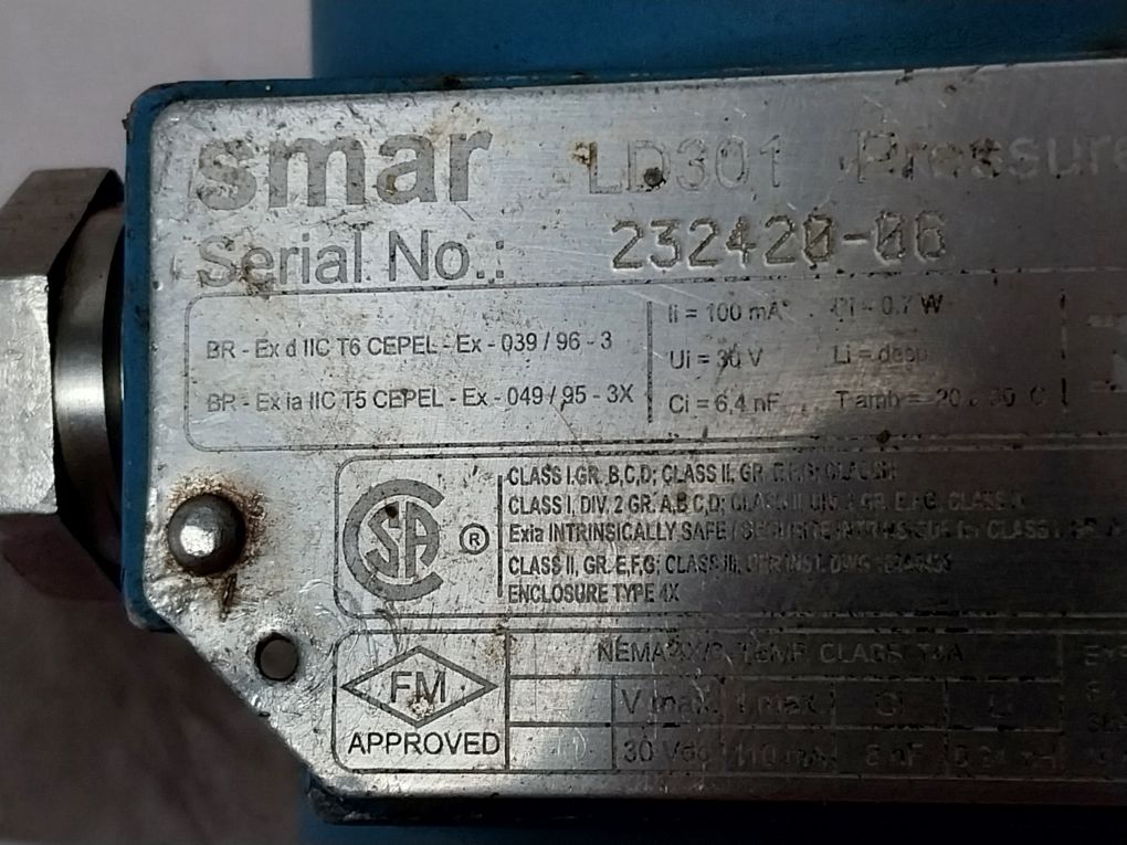 Smar Ld301 Pressure Temperature Transmitter Model M5 12-42 Vdc 4-20 Ma