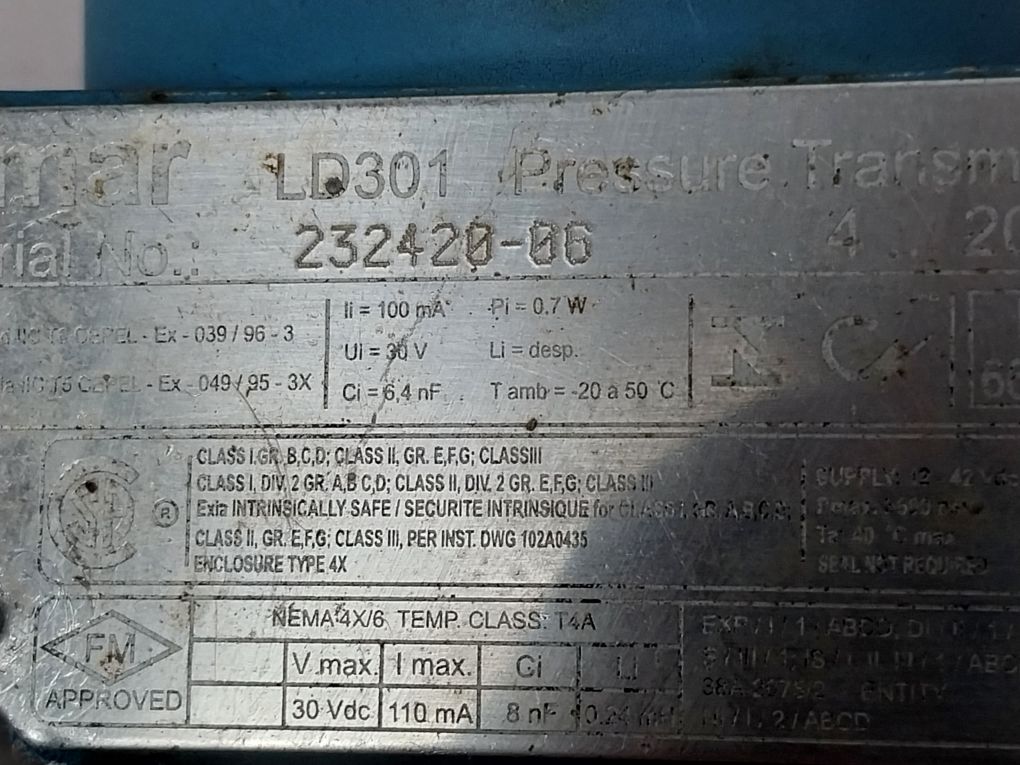 Smar Ld301 Pressure Temperature Transmitter Model M5 12-42 Vdc 4-20 Ma