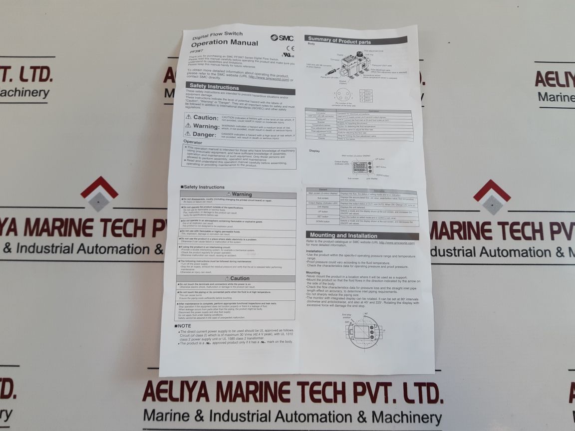 Smc Pf3W704-f03-f-m-x648 Digital Flow Switch